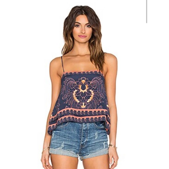Free People Tops - Free People Scarf Print Top Indigo NWT Size L